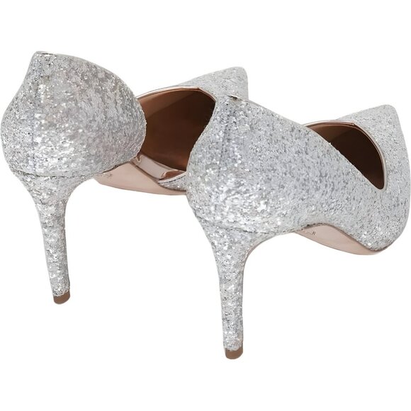 Badgley Mischka Daisy II D'Orsay Pointed Toe Pumps Silver Glitter US 6 - Picture 3 of 6